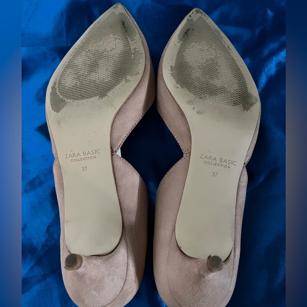 Zara Basic Baby Pink Round Heel Pointed Toe Slingback Women's  Shoes Size 37 - Picture 6 of 11